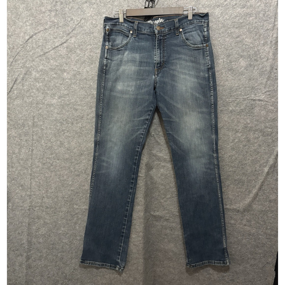 Wrangler Retro Slim Boot Cut Jeans Mens 34x32 Blue Denim - Picture 1 of 8